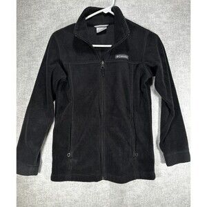 Columbia Youth Boys Fleece Jacket Size Medium (10-12) Black Full Zip Mock Neck